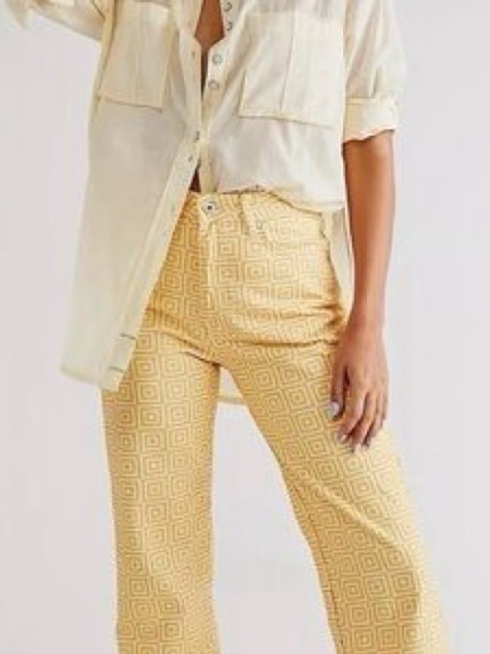 The Ragged Priest Yellow Geometric Straight-Leg Jeans